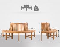 Baumbank Leming halbrund 200 cm teak 