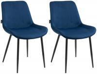 2er Set Esszimmerstühle Victoria Samt blau