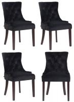 4er Set Esszimmerstühle Aberdeen Samt antik schwarz 