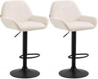 2er Set Barhocker Braga Samt schwarz creme