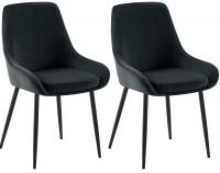 2er Set Esszimmerstuhl Elmira Samt schwarz schwarz 