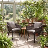 Gartenstuhl Naxos Taupe mit Sitzkissen grau 