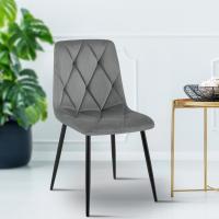2er Set Esszimmerstuhl Clairton Samt dunkelgrau 