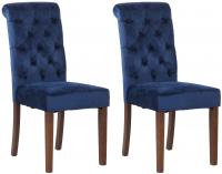 2er Set Esszimmerstühle Lisburn Samt blau 