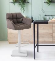 2er Set Barhocker Damaso Stoff weiß grau