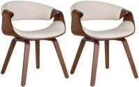 2er Set Esszimmerstuhl Foley Kunstleder eiche/creme 