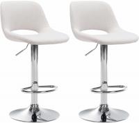 2er Set Barhocker Camden Stoff chrom creme 