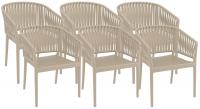 6er Set Stühle Portofino mit Armlehnen taupe