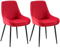 2er Set Esszimmerstuhl Elmira Samt schwarz rot