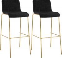 2er Set Barhocker Hoover Stoff 4-Fuß Gold dunkelgrau