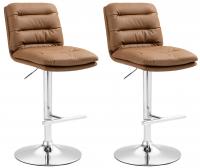2er Set Barhocker Damar Kunstleder chrom  hellbraun