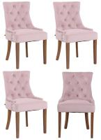 4er Set Esszimmerstühle Aberdeen Samt antik-hell pink 