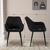 2er Set Esszimmerstuhl Luena Stoff schwarz