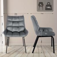2er Set Stuhl Saranda Samt dunkelgrau 