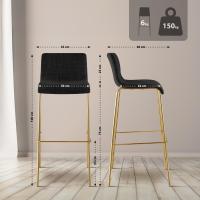 Barhocker Hover Stoff 4-Fuß Gold dunkelgrau 