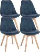 4er Set Stuhl Linares Cord dunkelblau
