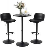 2er Bartisch Set Velor Kunstleder schwarz 