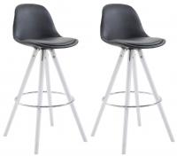2er Set Barhocker Franklin vollgepolstert Kunstleder rund weiß (eiche) schwarz