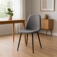 2er Set Esszimmerstuhl Maryam Stoff hellgrau 
