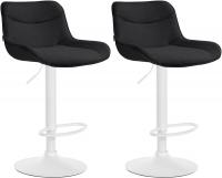2er Set Barhocker Vonore Stoff weiß schwarz