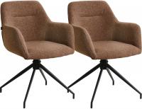 2er Set Esszimmerstuhl Merlinda Stoff Teddy braun 