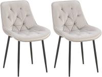 2er Set Esszimmerstuhl Wallace Samt grau