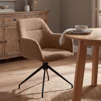 2er Set Esszimmerstuhl Merlinda Stoff Teddy braun 