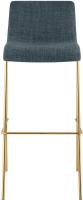 2er Set Barhocker Hoover Stoff 4-Fuß Gold blau 