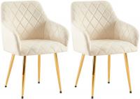 2er Set Esszimmerstuhl Monett Samt G creme 