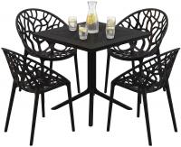 Gartenmöbel-Set Avara mit 4 Stühlen schwarz