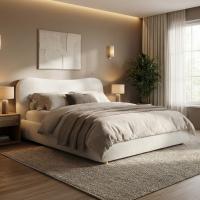 Bett Maido Teddy Stoff 160x200 cm creme 