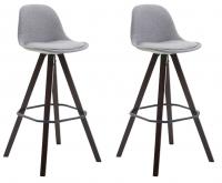 2er Set Barhocker Franklin Stoff Square cappuccino (eiche) grau