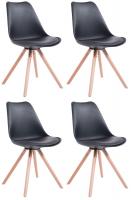 4er Set Stühle Toulouse Kunstleder Rund natura (eiche) schwarz