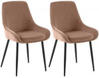 2er Set Esszimmerstuhl Elmira Samt schwarz braun 