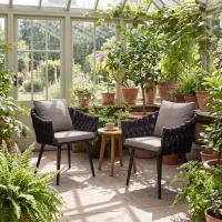 Gartenstuhl Naxos Anthrazit mit Sitzkissen grau Gartenstuhl Naxos Anthrazit mit Sitzkissen grau