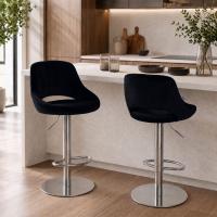 2er Set Barhocker HD Milet C Samt schwarz 