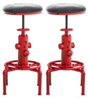 2er Set Barhocker Lumos Vintage Kunstleder rot schwarz