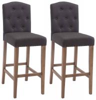 2er Set Barhocker Louise Stoff antik-hell dunkelgrau