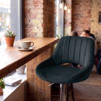 Barhocker HD Milet C Samt dunkelgrau 
