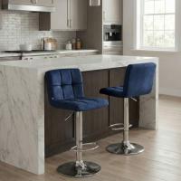 2er Set Barhocker Peru Samt chrom blau 