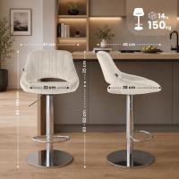 2er Set Barhocker HD Milet C Samt creme 2er Set Barhocker HD Milet C Samt creme