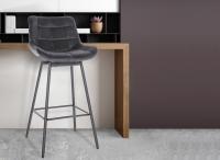 4er Set Barhocker Weston Schwenkbar Samt dunkelgrau 