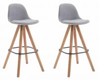 2er Set Barhocker Franklin Stoff Square natura (eiche) grau
