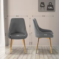 2er Set Esszimmerstuhl Elmira Samt gold dunkelgrau 