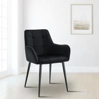 2er Set Esszimmerstuhl Ferndale Samt schwarz 