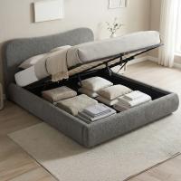 Bett Maido Teddy Stoff 160x200 cm dunkelgrau 