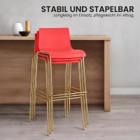 2er Set Barhocker Hoover Kunststoff 4-Fuß Gold rot 2er Set Barhocker Hoover Kunststoff 4-Fuß Gold rot