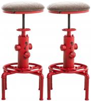 2er Set Barhocker Lumos Vintage Kunstleder rot braun