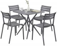 Gartenmöbel-Set Vela mit 4 Stühlen dunkelgrau