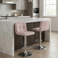 2er Set Barhocker Peru Samt chrom rosa 